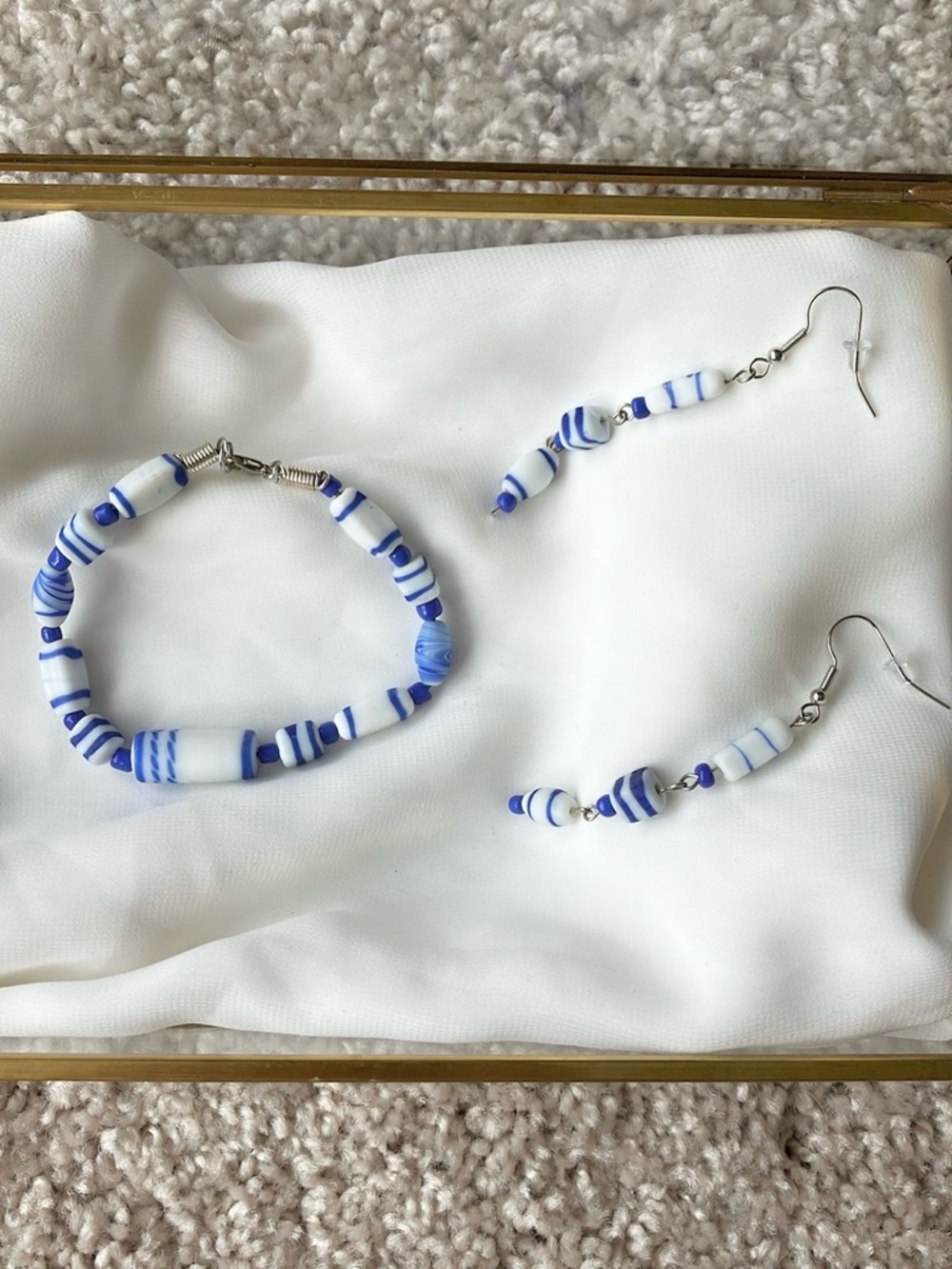 Glass Beaded Bracelet & Earrings Set